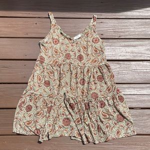 “Mine” green & brown paisley tiered dress, size medium